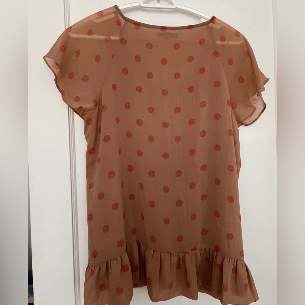 NWT Gap Women’s Brown Polka Dot Blouse Size L